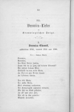 1. Veronica=Chronik, geschrieben 1844, revidirt 1855 und 1860.