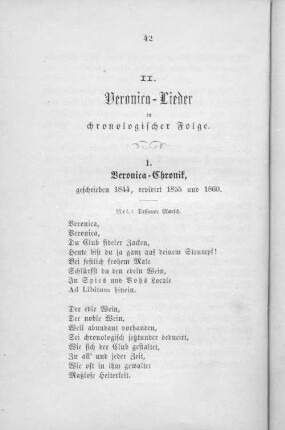 1. Veronica=Chronik, geschrieben 1844, revidirt 1855 und 1860.