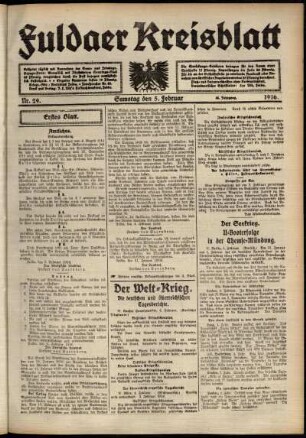 Erste Ausgabe vom Samstag, den 05. Februar 1916.