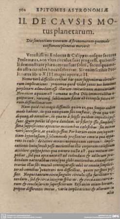 II. De CAUSIS MO-tus planetarum.