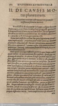 II. De CAUSIS MO-tus planetarum.