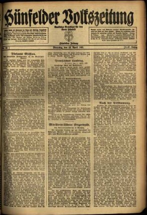Ausgabe vom Dienstag, den 12. April 1921.