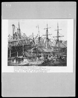 Lübeck, Hafen, Ansicht des heutigen Holstenhafens mit Schiffswerft
