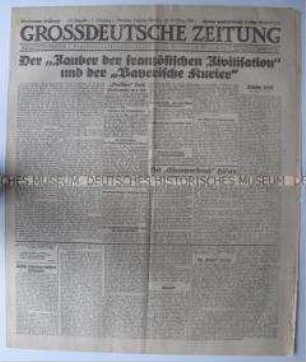 Nationalsozialistische Tageszeitung "Grossdeutsche Zeitung" u.a. zum Prozess gegen die Verantwortlichen des Hitler-Putsches 1923