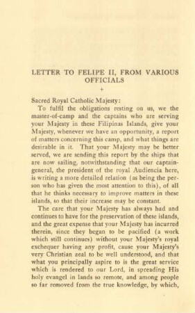 Letter to Felipe II, from various officials