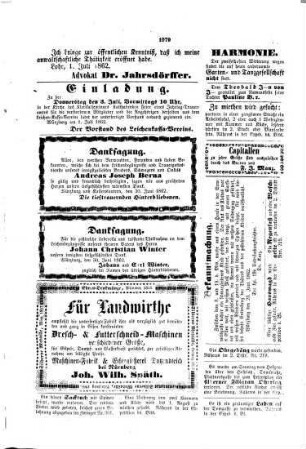 Würzburger Stadt- und Landbote : allgemeiner Anzeiger für Würzburg und Umgebung. 1862,7/12 = Jg. 15