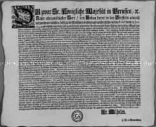Edikt von Friedrich Wilhelm I. König in Preußen über die Bewirtschaftung wüst liegender Höfe