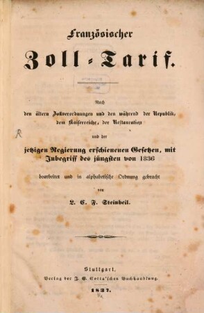 Französischer Zolltarif