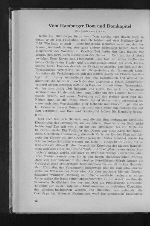 Vom Hamburger Dom und Domkapitel