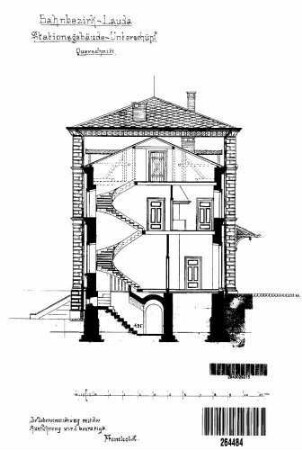 Unterschüpf: Empfangsgebäude Verwaltungsgebäude Querschnitt (mit TR,FU)