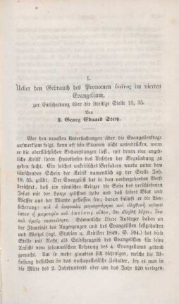 497-506 Ueber den Gebrauch des Pronomens echeinos im vierten Evangelium, zur Entscheidung über die streitige Stelle 19,35