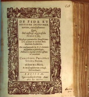 De fide et editione instrumentorum conclusiones