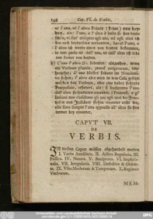 Caput VII. De Verbis.