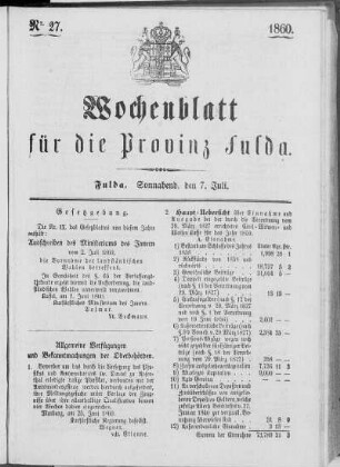 Nr. 27, Ausgabe vom 7. Juli 1860