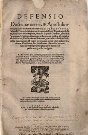 Defensio Doctrinae veteris et Apostolicae de sacrosancto Eucharistiae Sacramento