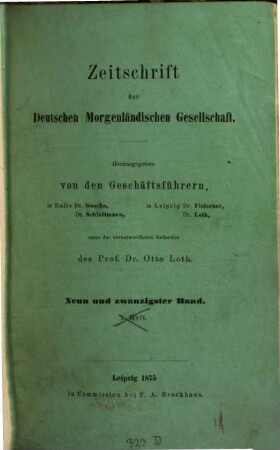 Zeitschrift der Deutschen Morgenländischen Gesellschaft : ZDMG. 29, 29. 1875