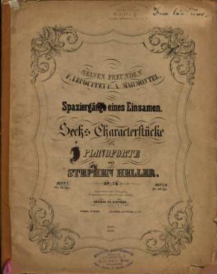 Spaziergänge eines Einsamen : 6 Characterstücke für Pianoforte ; op. 78, 1. Nr. 1-3
