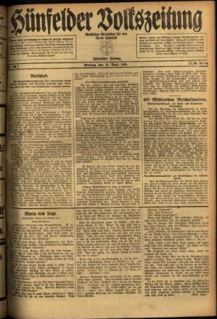 Ausgabe vom Montag, den 19. April 1920.