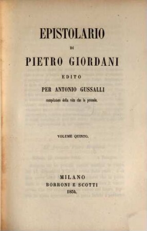 Opere di Pietro Giordani, 5. Epistolario di Pietro Giordani ; 5