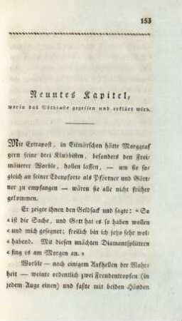 Neuntes Kapitel, worin das Nöthigste gegessen und erklärt wird .