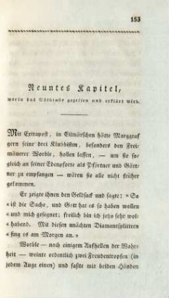 Neuntes Kapitel, worin das Nöthigste gegessen und erklärt wird .