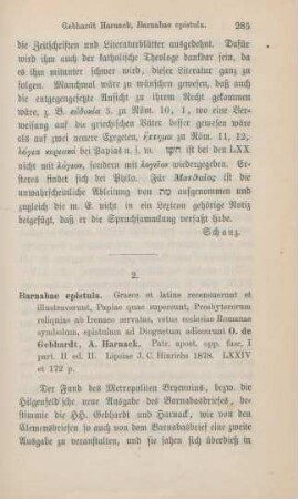 285-289 [Rezension] Barnabas, Barnabae Epistula