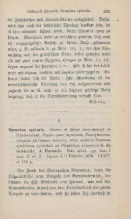 285-289 [Rezension] Barnabas, Barnabae Epistula