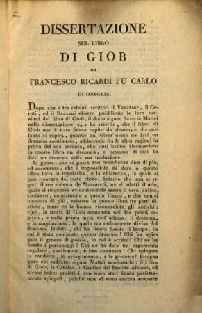 Dissertazione sul libro di Giob