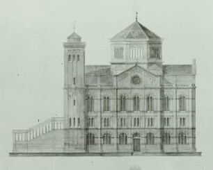 Paris, Entwurf für eine Synagoge: Aufriß (Seitenansicht)