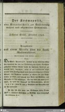 2.1797,10: Der Kosmopolit : eine Monathsschrift zur Beförderung wahrer u. allgemeiner Humanität