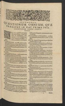 Argumenta Quaestionum Omnium, Quae Praecipue In Hac Prima Fragmentorum Parte Continentur.
