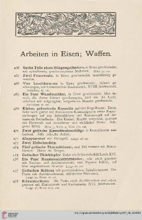 Arbeiten in Eisen; Waffen (Nr. 466-505)