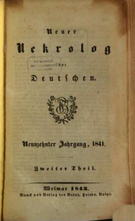 Neuer Nekrolog der Deutschen. 19,2. 1841 (1843)