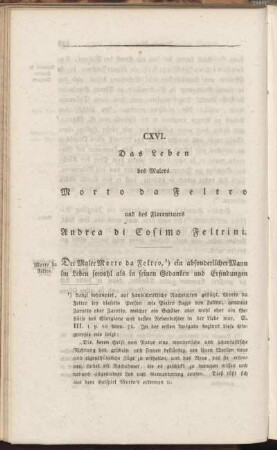 CXVI. Das Leben des Malers Morto da Feltro und des Florentiners Andrea di Cosimo Feltrini.