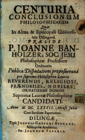 Centuria conclusionum philosophicarum