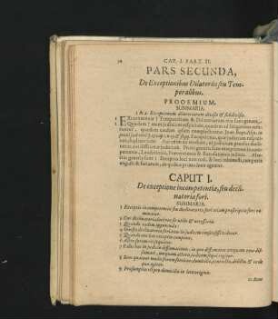 Pars Secunda. De Exceptionibus Dilatoriis seu Temporalibus.
