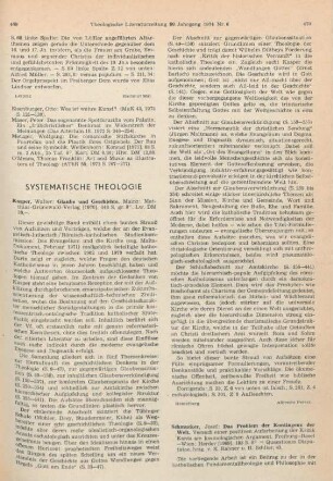 470-472 [Rezension] Schmucker, Josef, Das Problem der Kontingenz der Welt