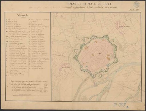 Plan de la place de Toull : indiquant les maisons, édifices publies et les bâtiment militaires...