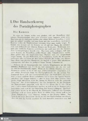 I. Das Handwerkszeug des Porträtphotographen