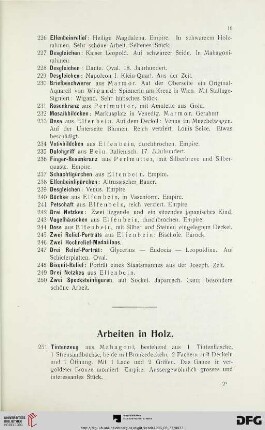 Arbeiten in Holz (Nr. 251-273)