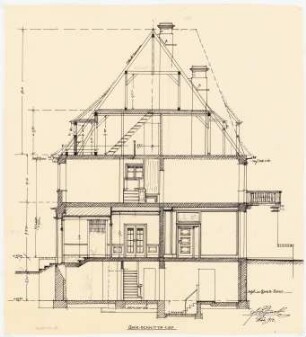 Einfamilienhaus mit Garten, Berlin (?): Querschnitt 1:50