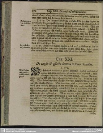 Cap. XXI. De causis & effectu dominii in statu civitatis