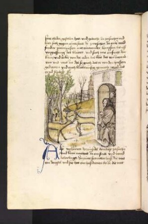 Der Einsiedler beobachtet Hirsche; (Kapitel II: Von dem Löwen und dem Ochsen).