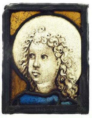 Glasmalerei mit Kopf des Hl. Johannes