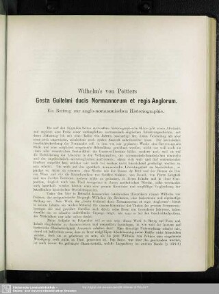 Wilhelm's von Poitiers "Gesta Guilelmi ducis Normannorum et regis Anglorum"