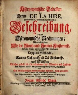 Astronomische Tabellen