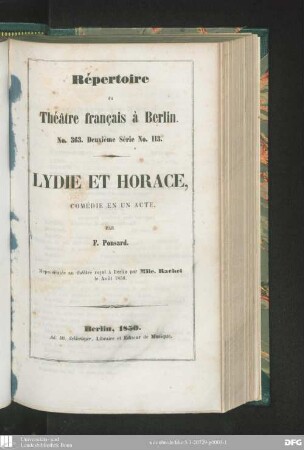 Lydie et Horace : comédie en un acte