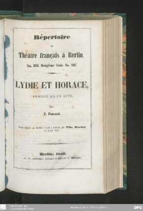 Lydie et Horace : comédie en un acte