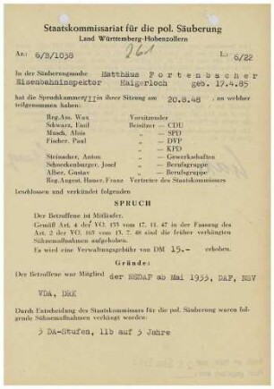Fortenbacher, Matthäus