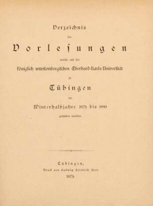 Vorlesungsverzeichnis 1879/80